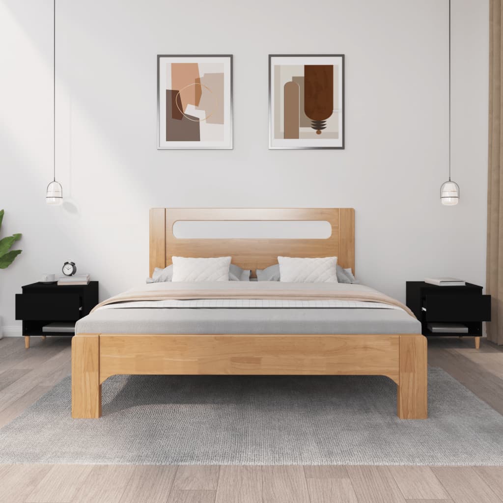 Κομοδίνα 2 τεμ. Μαύρα 50x46x50 εκ. από Επεξεργασμένο Ξύλο
