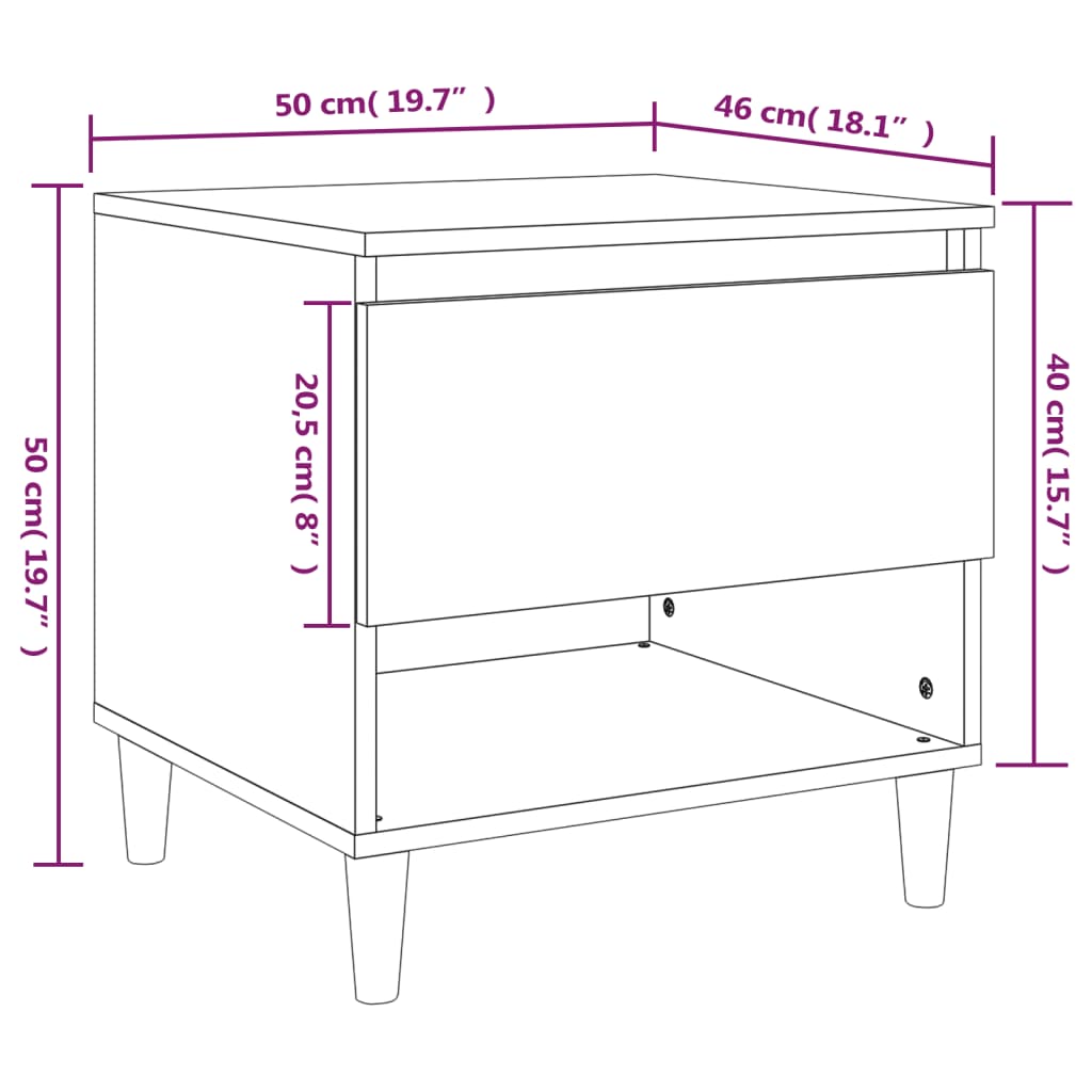 Κομοδίνο Γκρι Sonoma 50x46x50 εκ. από Επεξεργασμένο Ξύλο - Pakobazaar