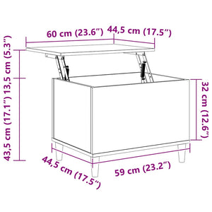 Τραπεζάκι Σαλονιού Καπνιστή Δρυς 60x44,5x45 εκ. Επεξ. Ξύλο - Pakobazaar