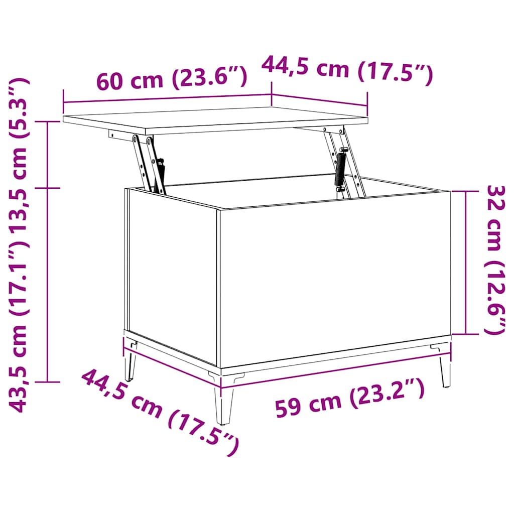 Τραπεζάκι Σαλονιού Καπνιστή Δρυς 60x44,5x45 εκ. Επεξ. Ξύλο - Pakobazaar