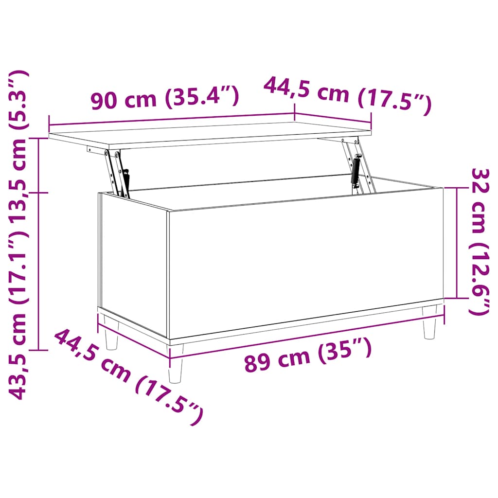 Τραπεζάκι Σαλονιού Μαύρο 90x44,5x45 εκ. Επεξεργασμένο Ξύλο