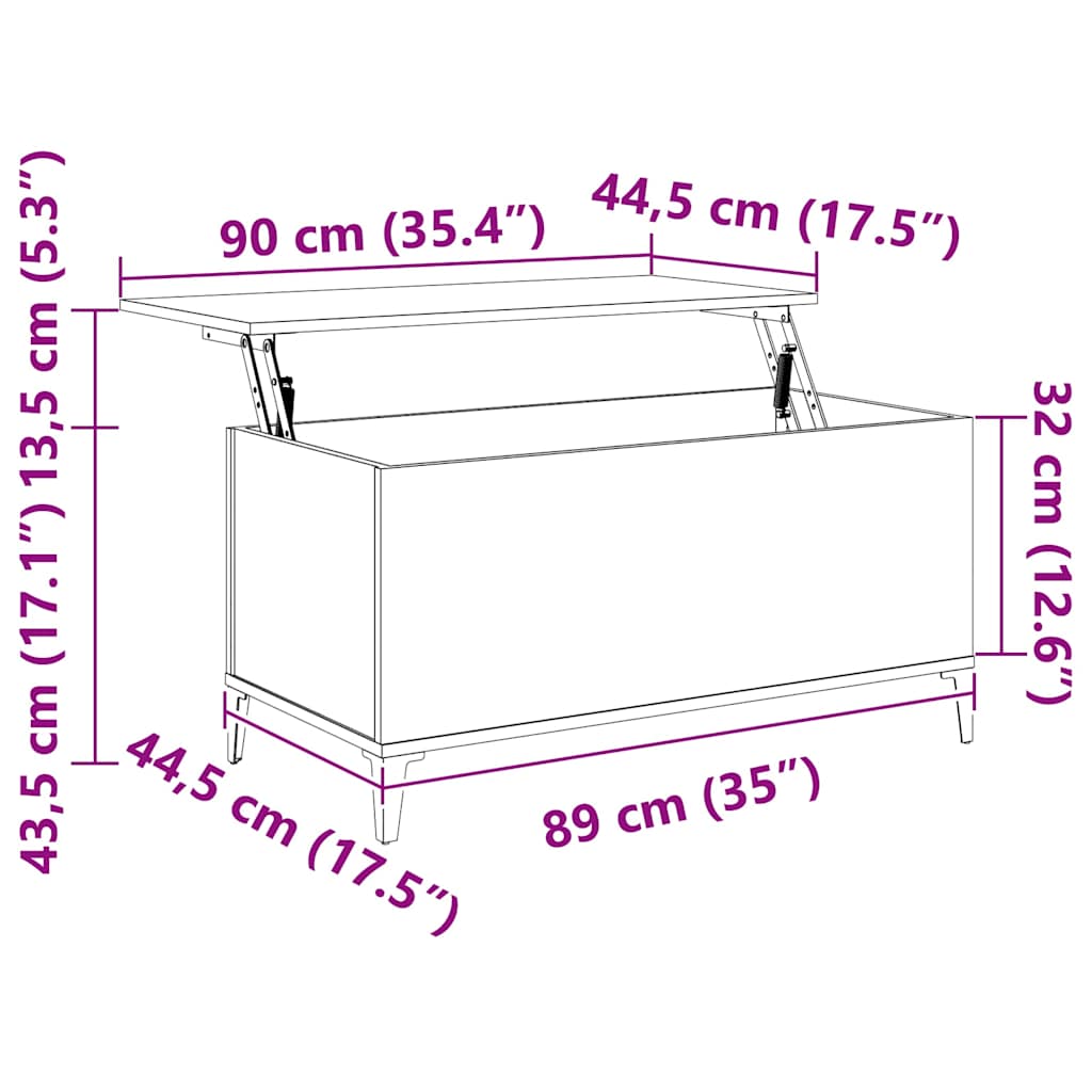 Τραπεζάκι Σαλονιού Μαύρο 90x44,5x45 εκ. Επεξεργασμένο Ξύλο