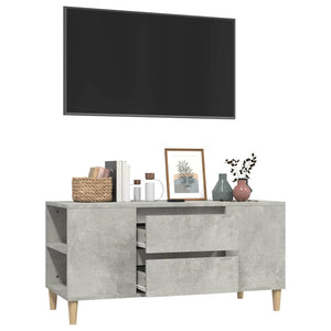 Έπιπλο Τηλεόρασης Γκρι Σκυροδέματος 102x44,5x50 εκ. Επεξ. Ξύλο - Pakobazaar