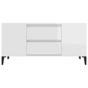 Έπιπλο Τηλεόρασης Γυαλ. Λευκό 102x44,5x50 εκ.Επεξεργασμένο Ξύλο