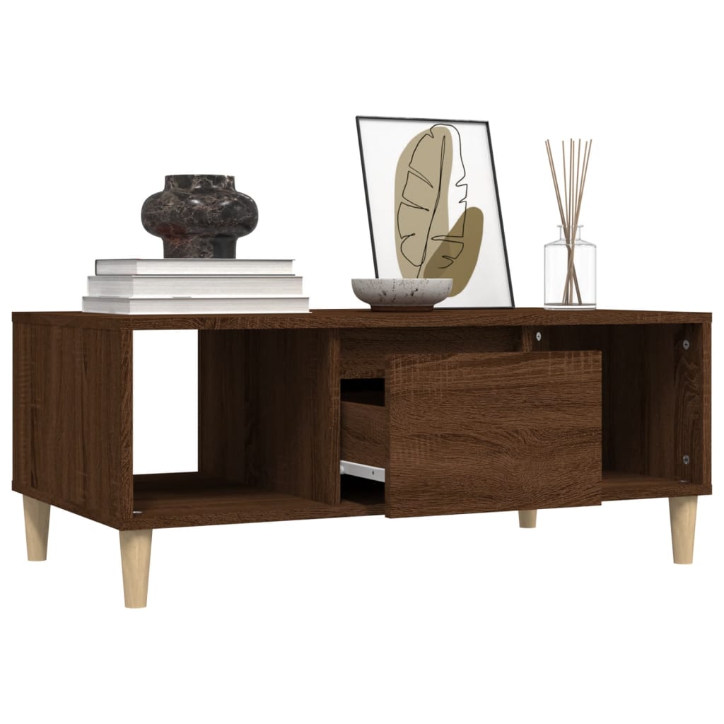 Τραπεζάκι Σαλονιού Καφέ Δρυς 80x50x35 εκ. Επεξεργασμ. Ξύλο - Pakobazaar