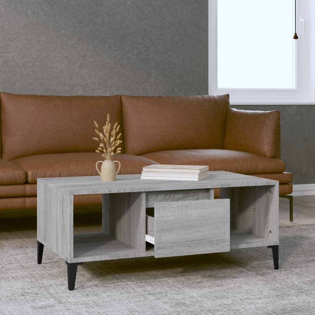 Τραπεζάκι Σαλονιού Γκρι Sonoma 90x50x36,5εκ. Επεξεργασμένο Ξύλο
