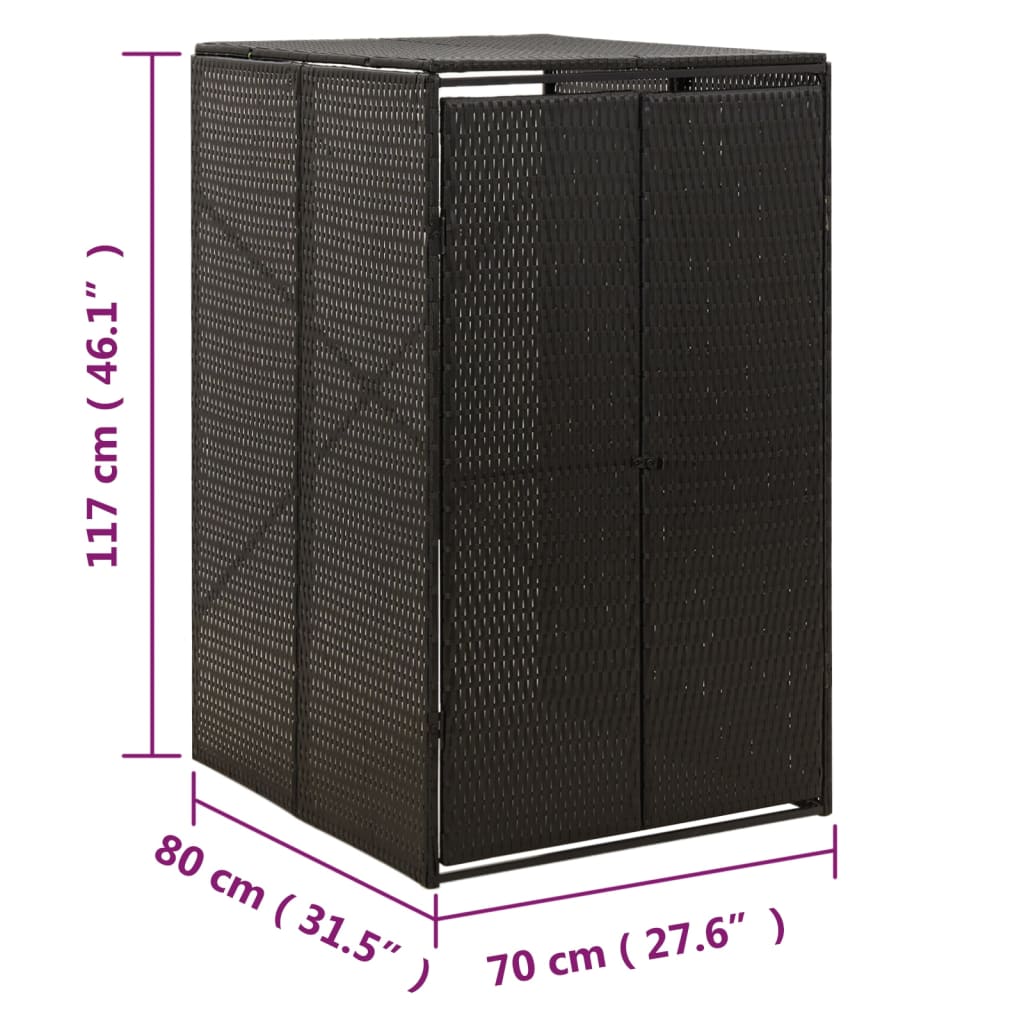Πλαίσιο για Κάδο Απορρ. με Ρόδες Μαύρο 70x80x117 εκ Συνθ. Ρατάν