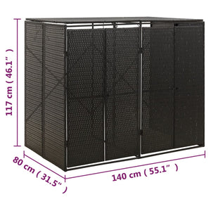 Πλαίσιο για Κάδο Απορρ. με Ρόδες Μαύρο 140x80x117εκ Συνθ. Ρατάν