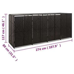 Πλαίσιο για Κάδο Απορρ. με Ρόδες Μαύρο 274x80x117εκ Συνθ. Ρατάν