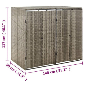 Πλαίσιο για Κάδο Απορρ. με Ρόδες Γκρι 140x80x117 εκ Συνθ. Ρατάν