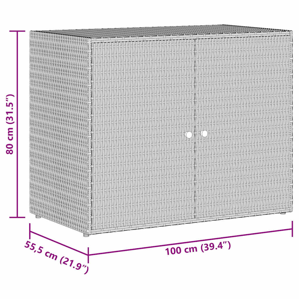 Ντουλάπι Αποθήκευσης Κήπου Γκρι 100x55,5x80 εκ. Συνθετικό Ρατάν