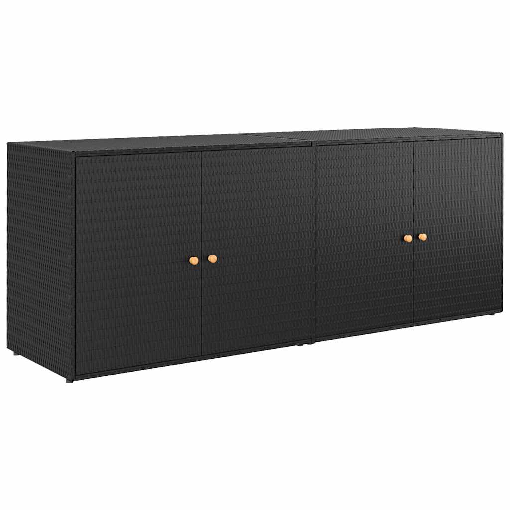 Ντουλάπι Αποθήκευσης Κήπου Μαύρο 198 x 55,5 x 80 εκ. από Συνθετικό Ρατάν