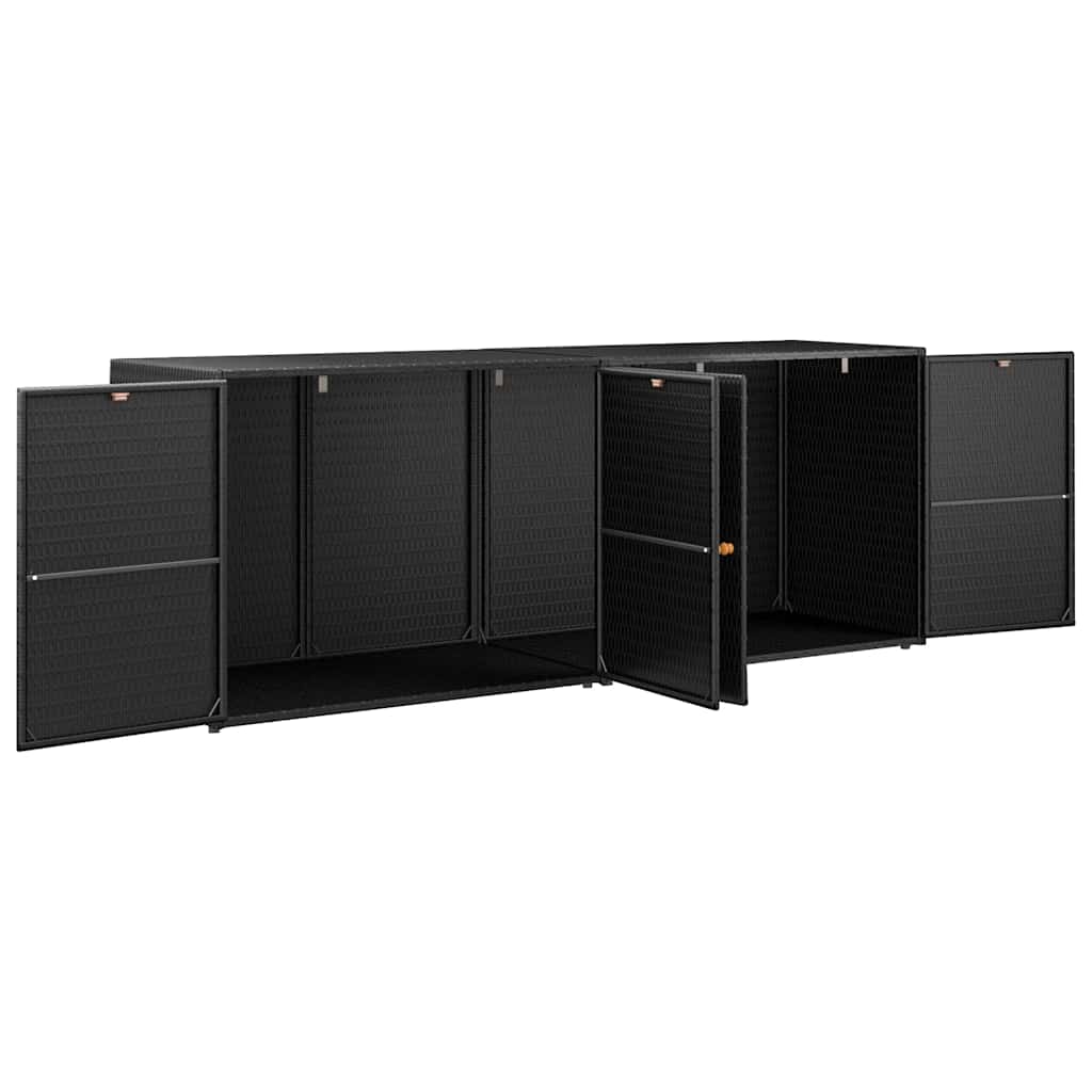 Ντουλάπι Αποθήκευσης Κήπου Μαύρο 198 x 55,5 x 80 εκ. από Συνθετικό Ρατάν