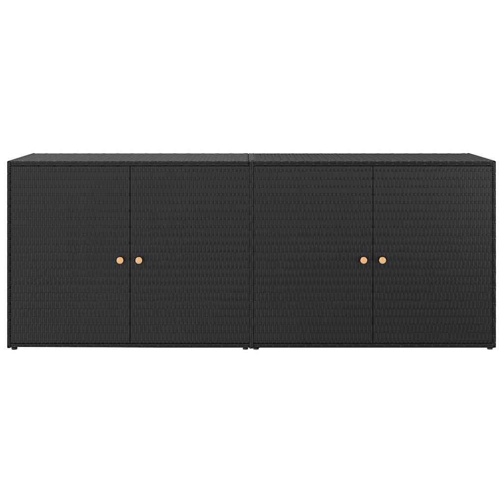 Ντουλάπι Αποθήκευσης Κήπου Μαύρο 198 x 55,5 x 80 εκ. από Συνθετικό Ρατάν