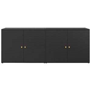 Ντουλάπι Αποθήκευσης Κήπου Μαύρο 198 x 55,5 x 80 εκ. από Συνθετικό Ρατάν