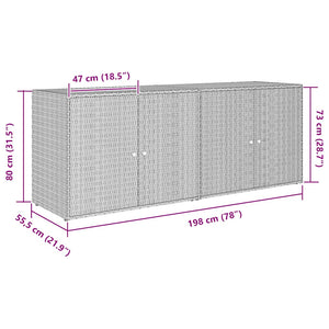 Ντουλάπι Αποθήκευσης Κήπου Μαύρο 198 x 55,5 x 80 εκ. από Συνθετικό Ρατάν