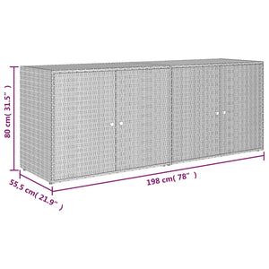 Ντουλάπι Αποθήκευσης Κήπου Γκρι 198x55,5x80 εκ. Συνθετικό Ρατάν