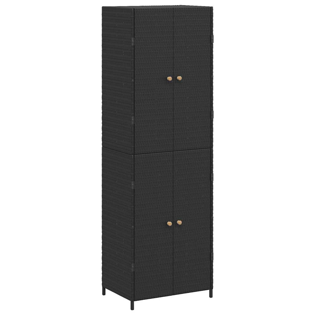 Ντουλάπι Αποθήκευσης Κήπου Μαύρο 59x40x180 εκ. από Συνθ. Ρατάν