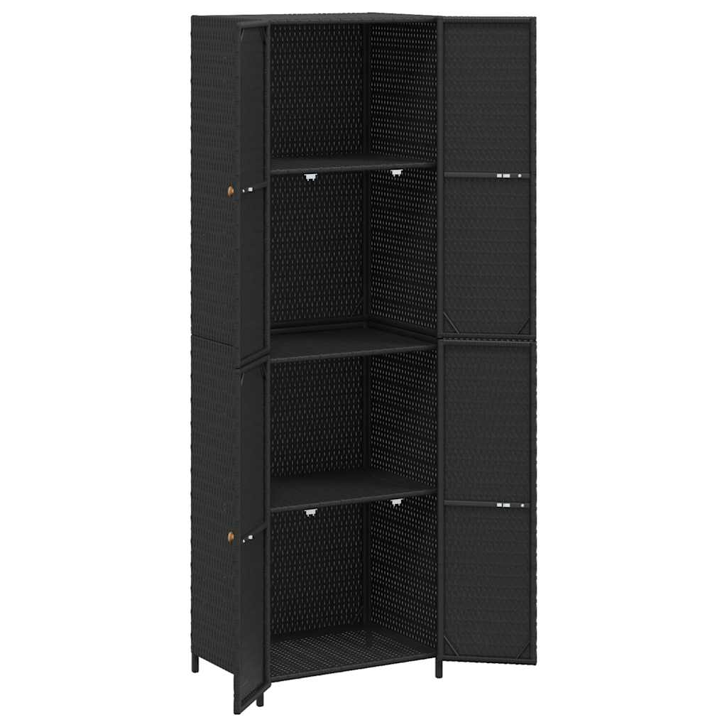 Ντουλάπι Αποθήκευσης Κήπου Μαύρο 59x40x180 εκ. από Συνθ. Ρατάν
