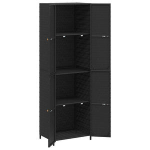 Ντουλάπι Αποθήκευσης Κήπου Μαύρο 59x40x180 εκ. από Συνθ. Ρατάν