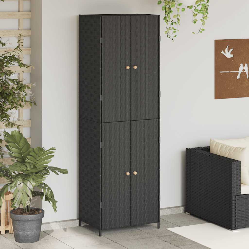 Ντουλάπι Αποθήκευσης Κήπου Μαύρο 59x40x180 εκ. από Συνθ. Ρατάν