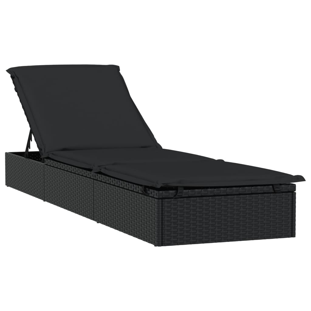 Ξαπλώστρα Στρογγυλή Οροφή Μαύρη 211 x 57 x 140 εκ. Συνθ. Ρατάν