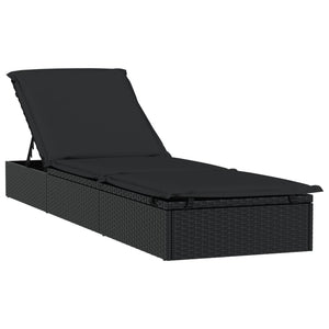 Ξαπλώστρα Στρογγυλή Οροφή Μαύρη 211 x 57 x 140 εκ. Συνθ. Ρατάν