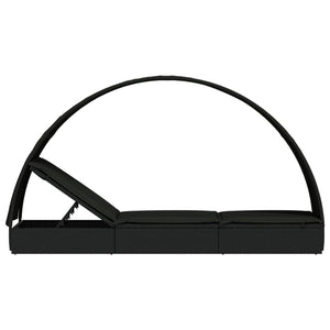 Ξαπλώστρα Στρογγυλή Οροφή Μαύρη 211 x 57 x 140 εκ. Συνθ. Ρατάν