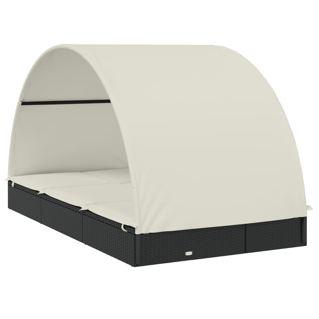 Ξαπλώστρα 2 Ατόμων Στρογγ Οροφή Μαύρη 211x111x140εκ Συνθ. Ρατάν