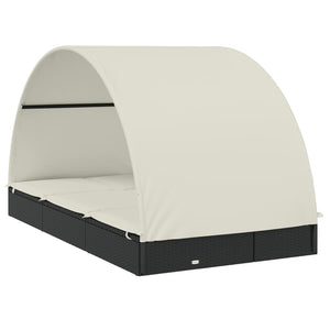 Ξαπλώστρα 2 Ατόμων Στρογγ Οροφή Μαύρη 211x111x140εκ Συνθ. Ρατάν