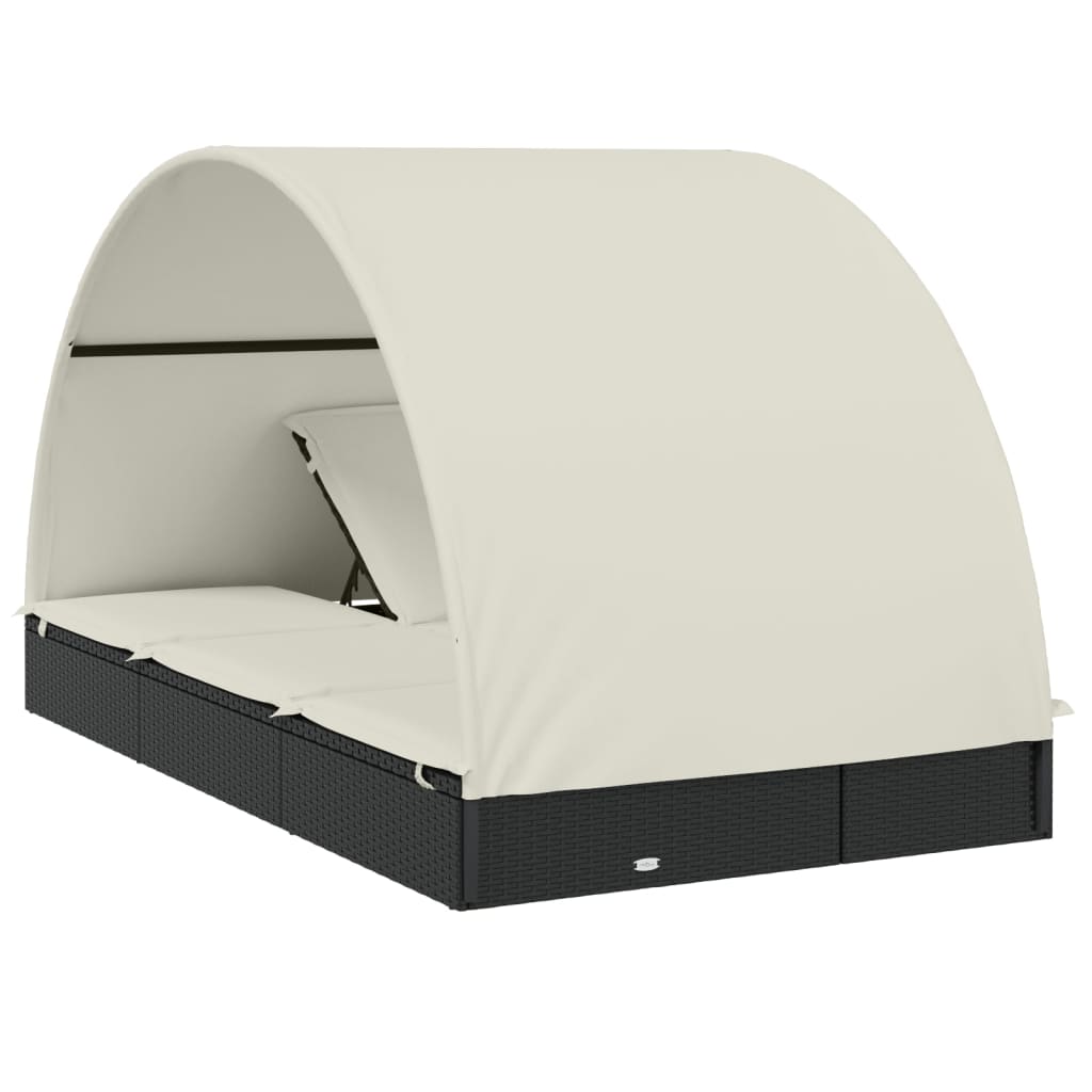 Ξαπλώστρα 2 Ατόμων Στρογγ Οροφή Μαύρη 211x111x140εκ Συνθ. Ρατάν