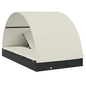 Ξαπλώστρα 2 Ατόμων Στρογγ Οροφή Μαύρη 211x111x140εκ Συνθ. Ρατάν