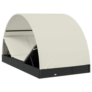 Ξαπλώστρα 2 Ατόμων Στρογγ Οροφή Μαύρη 211x111x140εκ Συνθ. Ρατάν