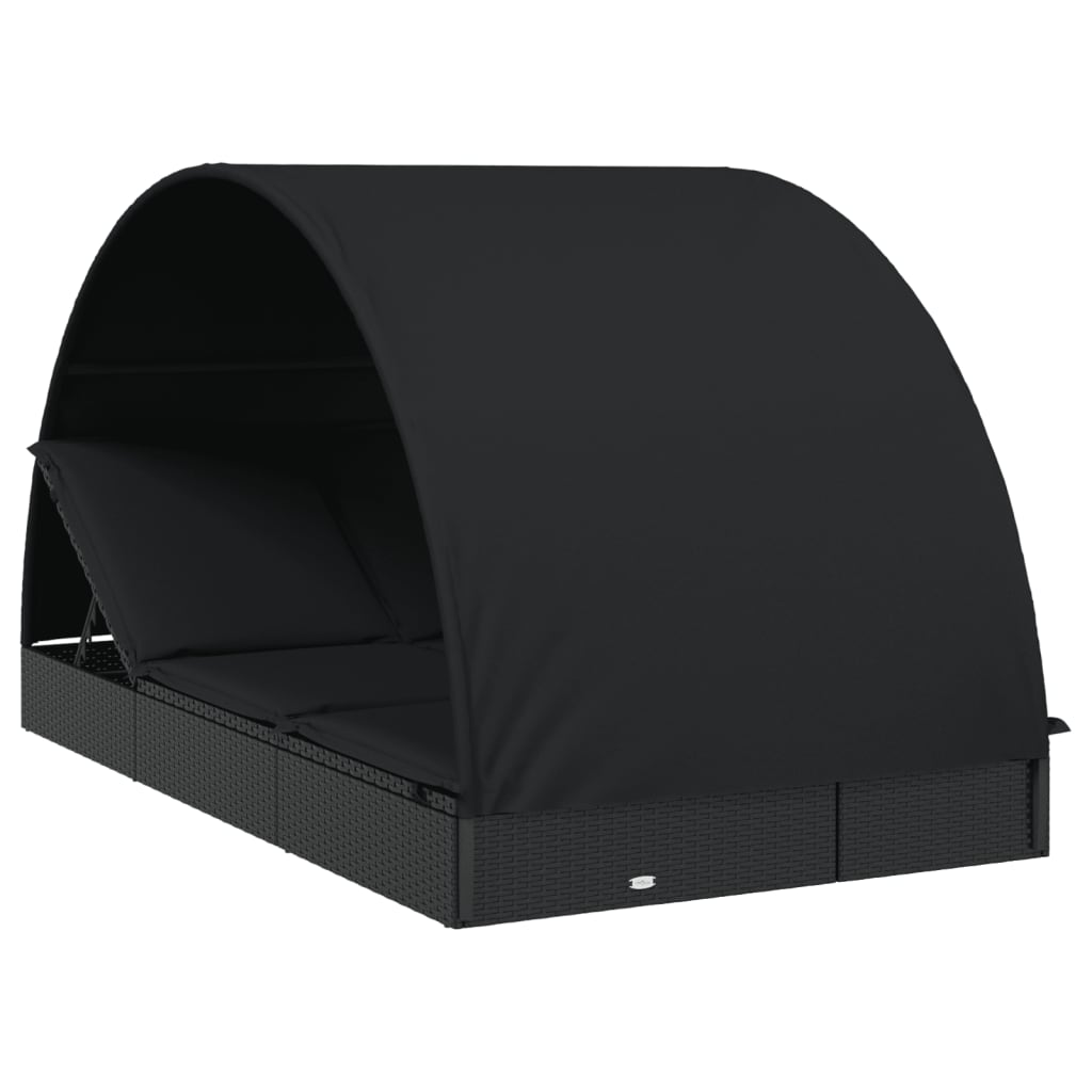 Ξαπλώστρα 2 Ατόμων Στρογγ Οροφή Μαύρη 211x112x140εκ Συνθ. Ρατάν