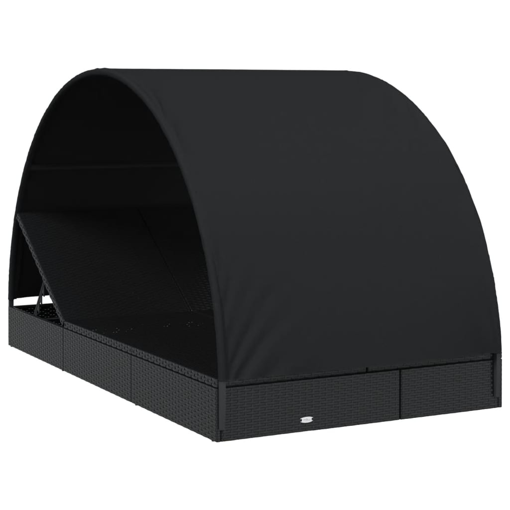 Ξαπλώστρα 2 Ατόμων Στρογγ Οροφή Μαύρη 211x112x140εκ Συνθ. Ρατάν