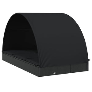 Ξαπλώστρα 2 Ατόμων Στρογγ Οροφή Μαύρη 211x112x140εκ Συνθ. Ρατάν