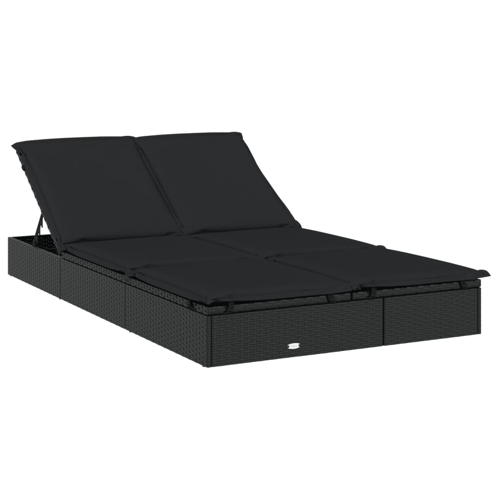 Ξαπλώστρα 2 Ατόμων Στρογγ Οροφή Μαύρη 211x112x140εκ Συνθ. Ρατάν