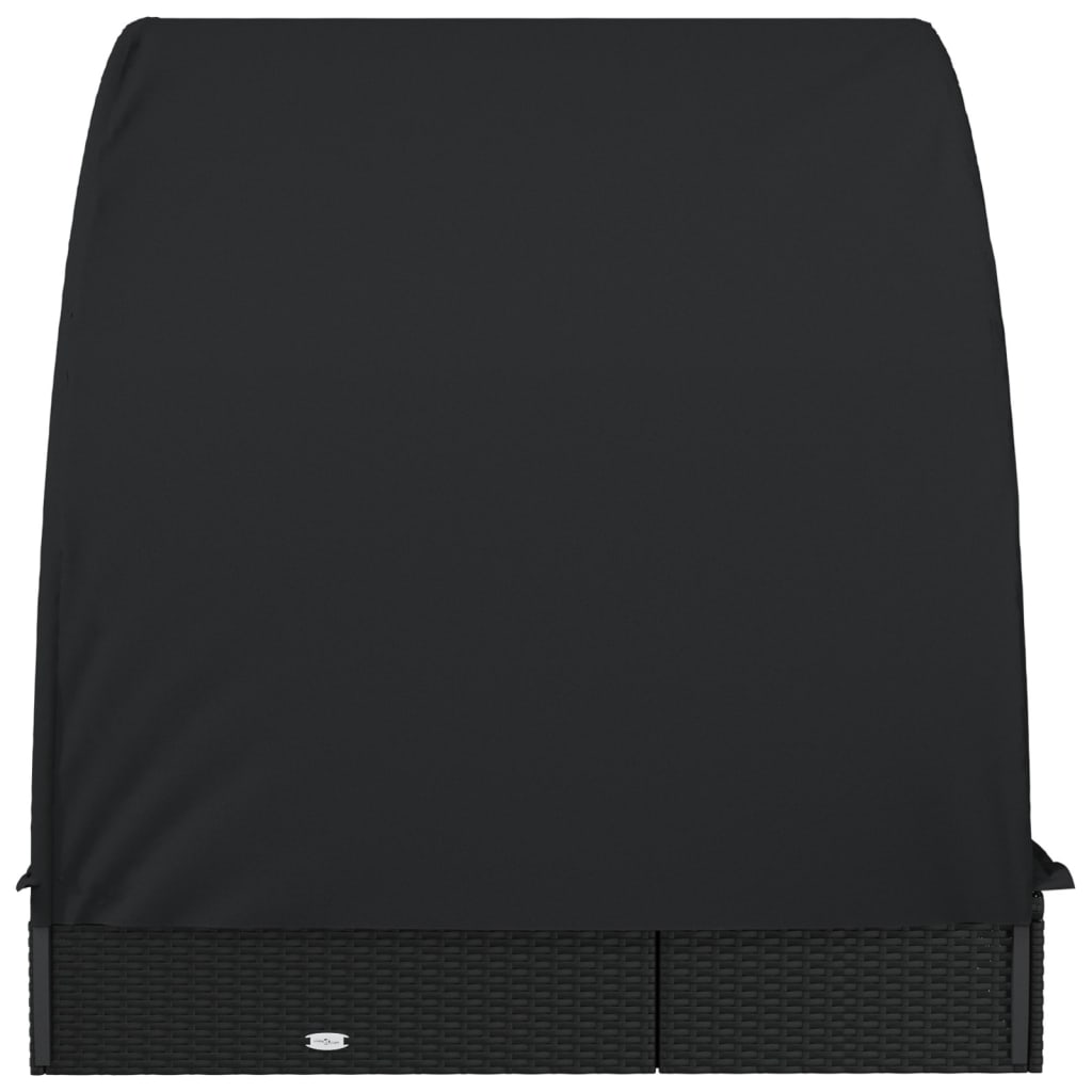 Ξαπλώστρα 2 Ατόμων Στρογγ Οροφή Μαύρη 211x112x140εκ Συνθ. Ρατάν