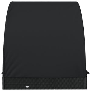 Ξαπλώστρα 2 Ατόμων Στρογγ Οροφή Μαύρη 211x112x140εκ Συνθ. Ρατάν
