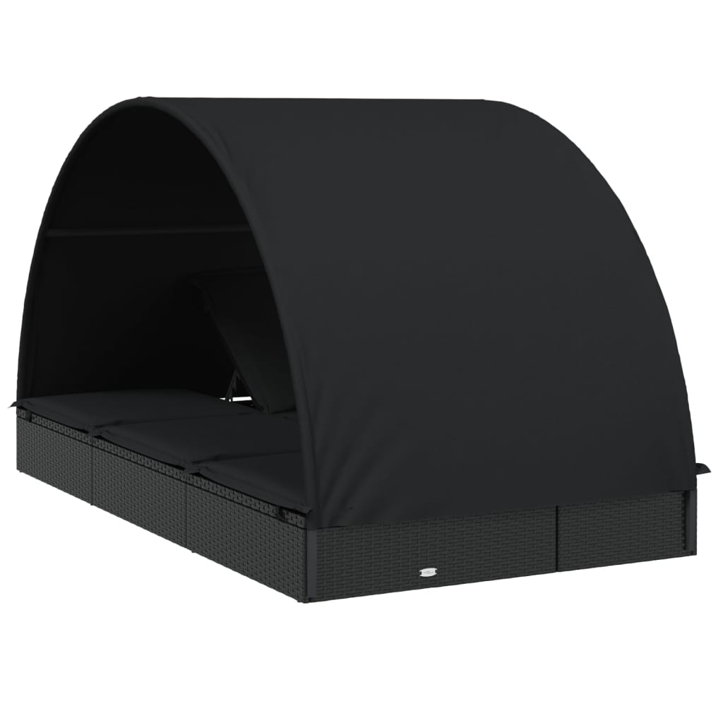 Ξαπλώστρα 2 Ατόμων Στρογγ Οροφή Μαύρη 211x112x140εκ Συνθ. Ρατάν