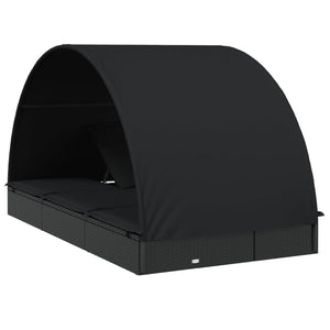 Ξαπλώστρα 2 Ατόμων Στρογγ Οροφή Μαύρη 211x112x140εκ Συνθ. Ρατάν