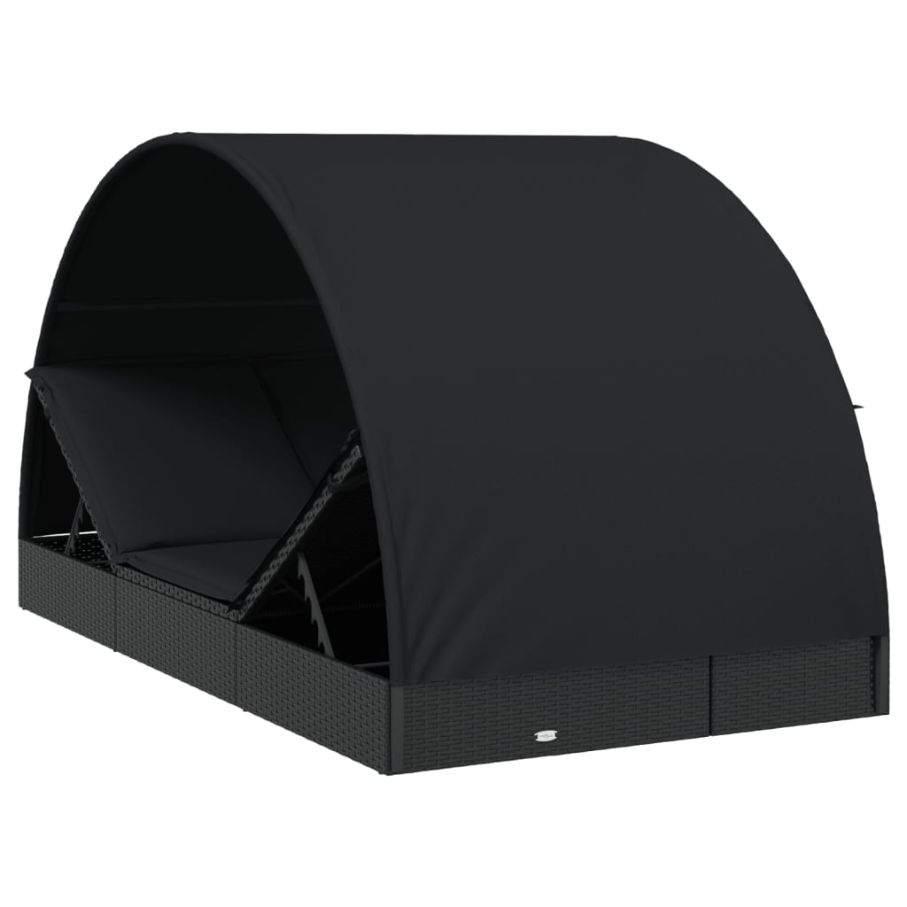 Ξαπλώστρα 2 Ατόμων Στρογγ Οροφή Μαύρη 211x112x140εκ Συνθ. Ρατάν