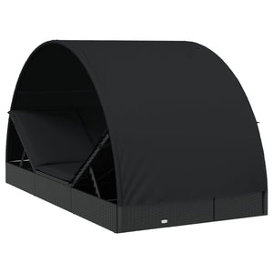 Ξαπλώστρα 2 Ατόμων Στρογγ Οροφή Μαύρη 211x112x140εκ Συνθ. Ρατάν