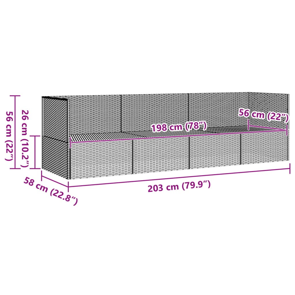 Καναπές Εξωτερικού Χώρου Μαύρο από Συνθετικό Ρατάν με Μαξιλάρια
