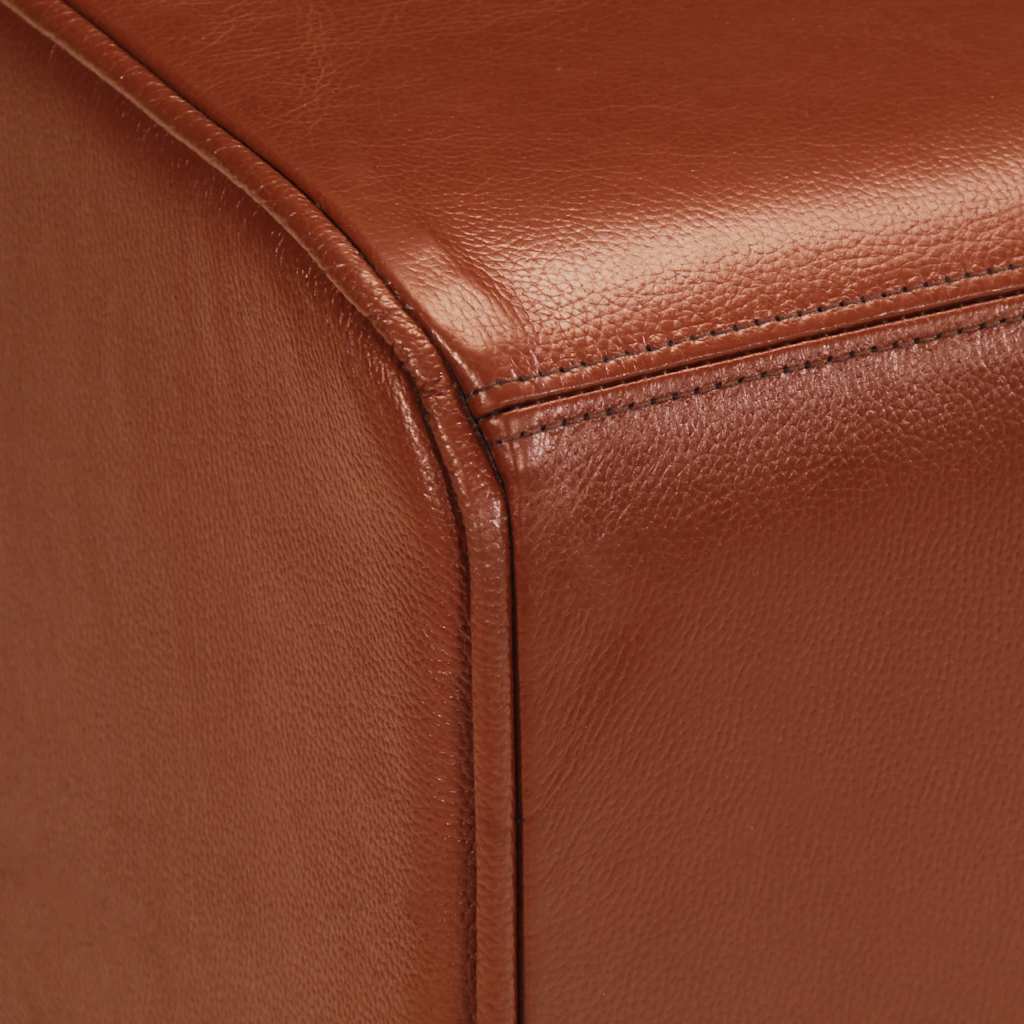 Πάγκος Bok Καφέ 110 εκ. Γνήσιο Δέρμα & Μασίφ Ξύλο Μάνγκο