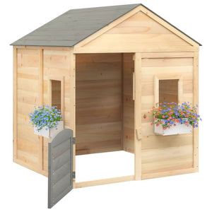 Σπιτάκι με Πόρτα που Κλειδώνει και Γλάστρες Μασίφ Ξύλο Ελάτης - Pakobazaar