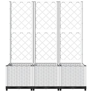 Ζαρντινιέρα Κήπου με Καφασωτό Λευκή 120x40x136 εκ. Πολυπροπ. - PAKOBAZAAR