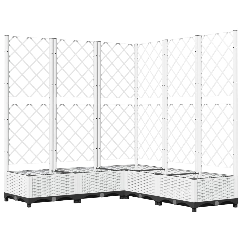 Ζαρντινιέρα Κήπου με Καφασωτό Λευκή 120x120x121,5 εκ. Πολυπροπ. - PAKOBAZAAR