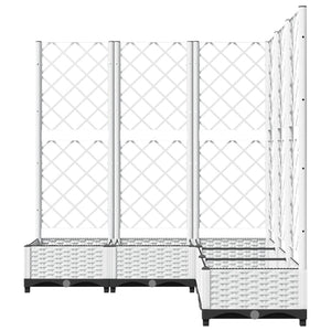 Ζαρντινιέρα Κήπου με Καφασωτό Λευκή 120x120x121,5 εκ. Πολυπροπ. - PAKOBAZAAR