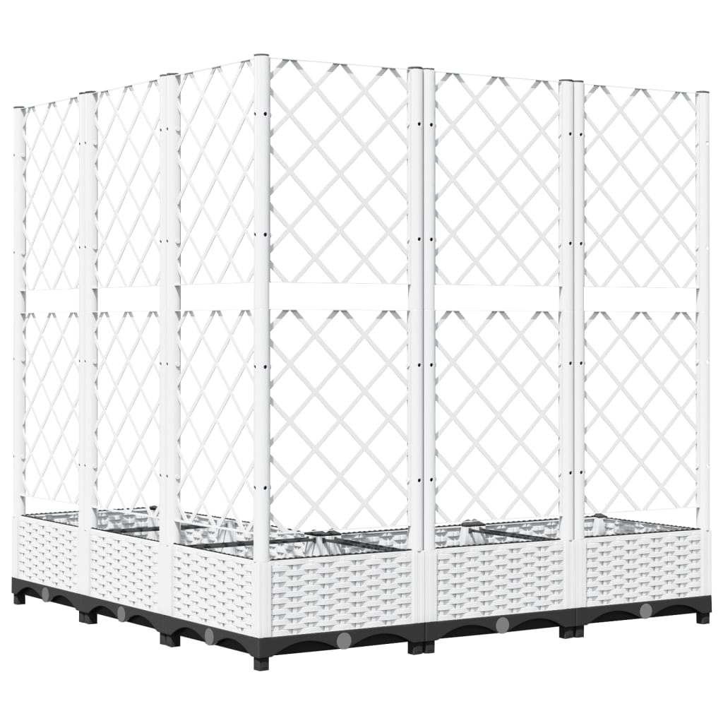 Ζαρντινιέρα Κήπου με Καφασωτό Λευκή 120x120x121,5 εκ. Πολυπροπ. - PAKOBAZAAR